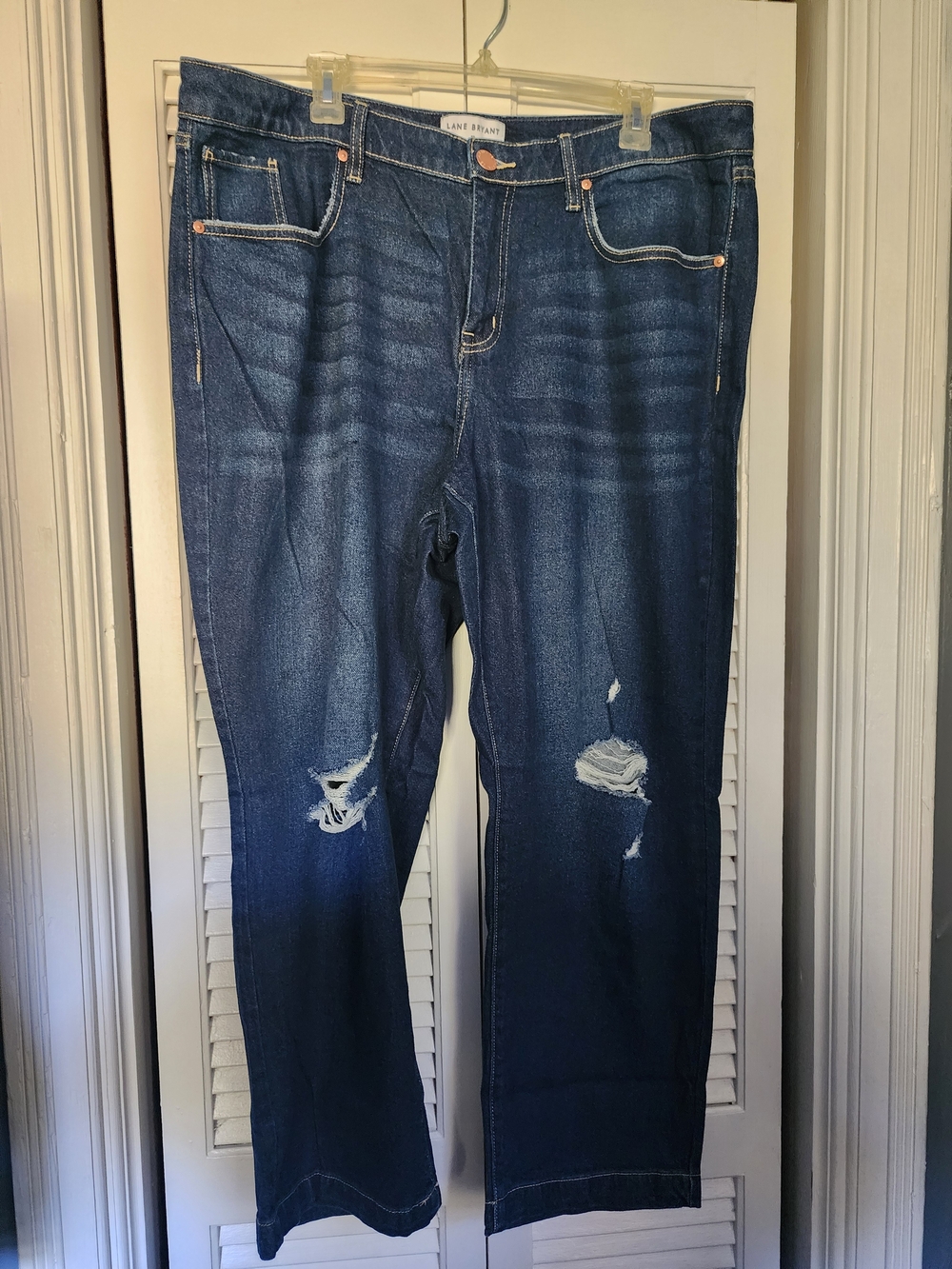 Lane Bryant Blue Straight Leg Distressed Jeans Size 20